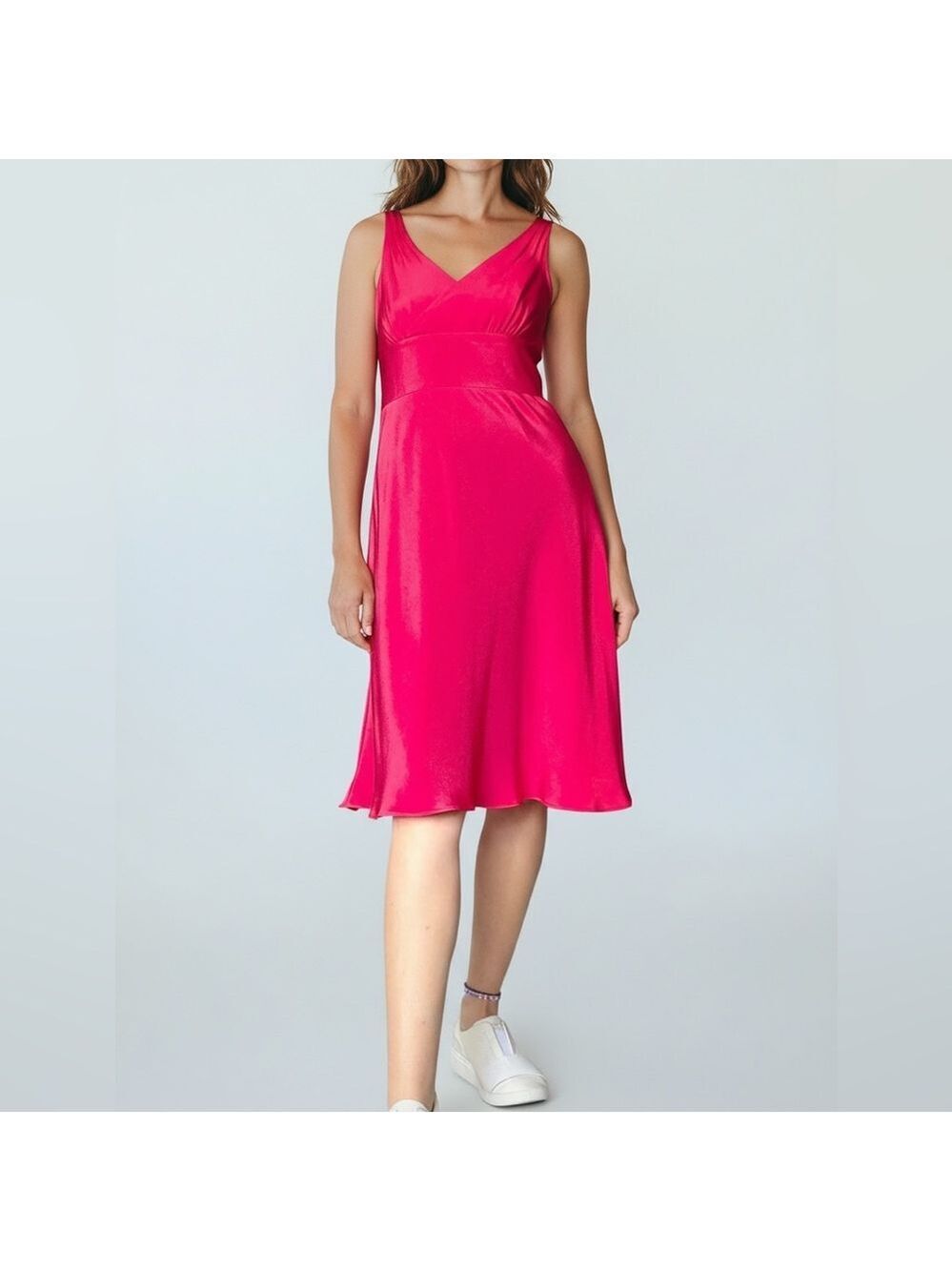 J. Crew Bright Pink Satin Silk Dress Y2K Size 4